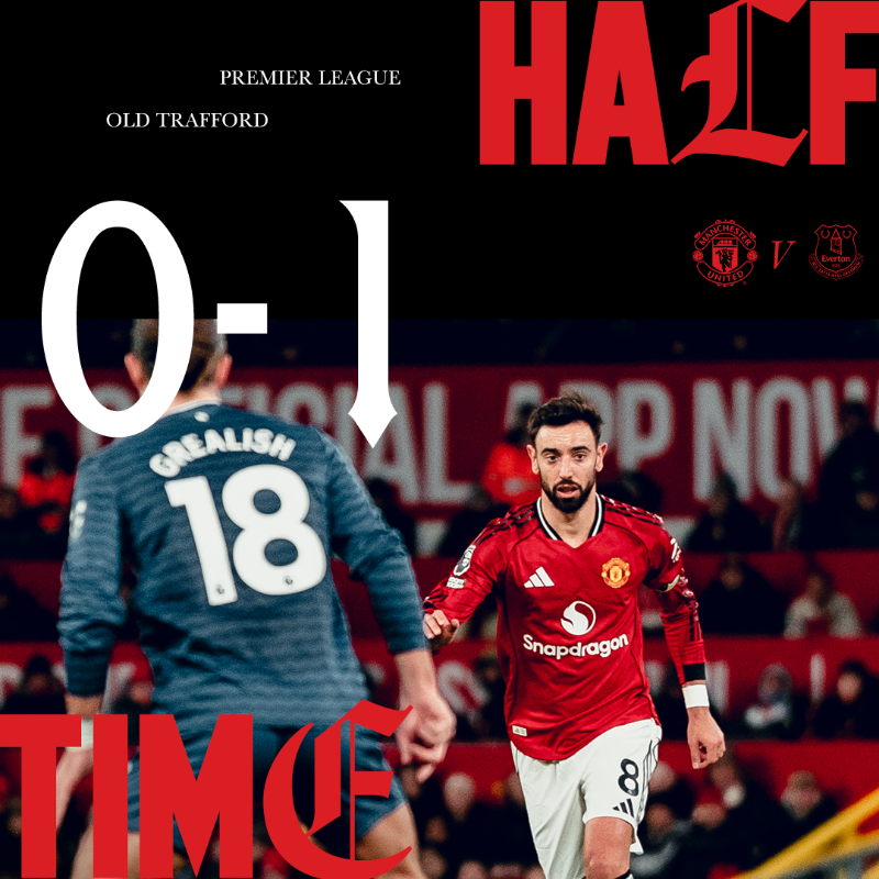 ManUtd's tweet photo. Behind at the break with a big 45 minutes ahead of us.