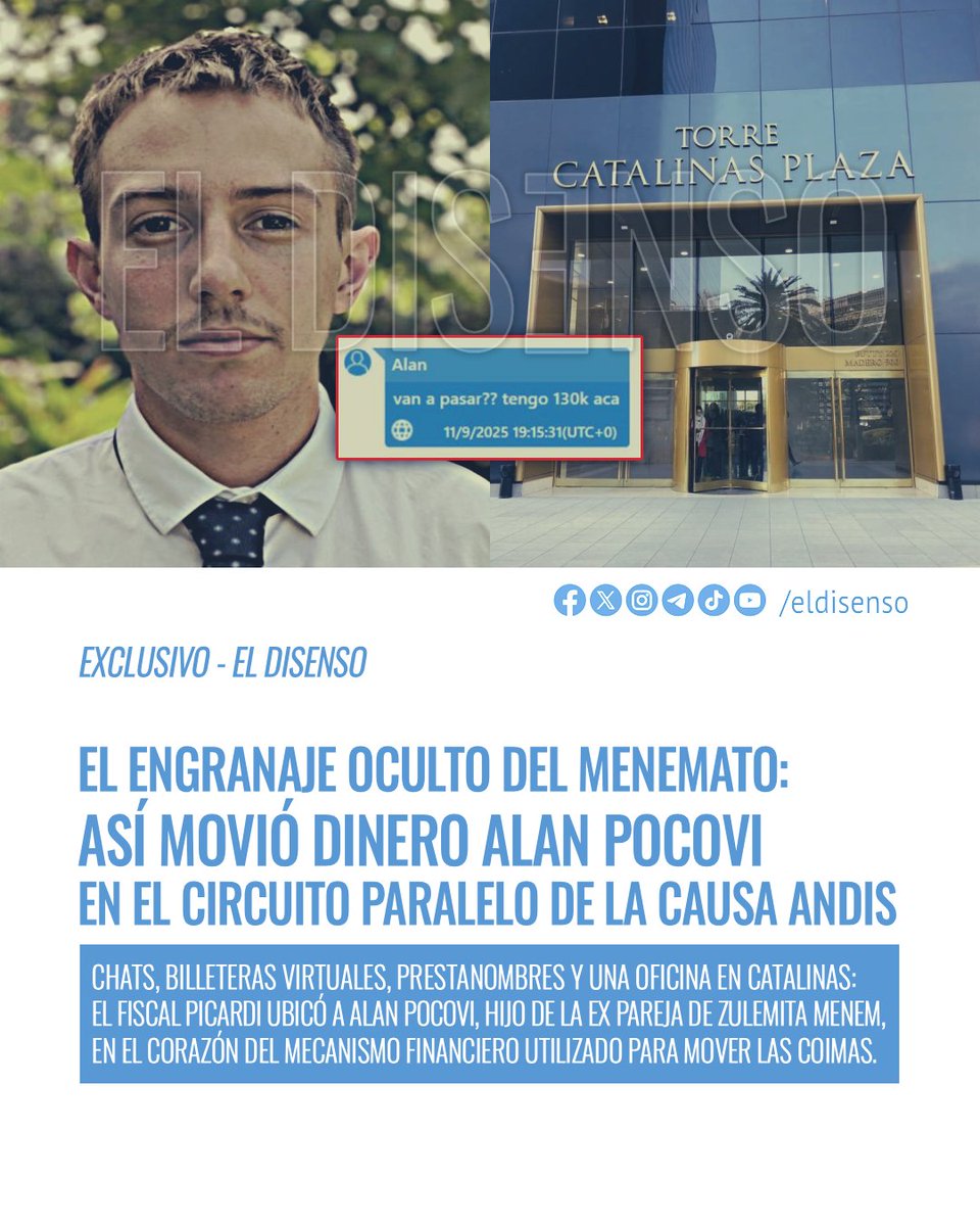ElDisenso's tweet image. 🚨#Exclusivo | Causa #ANDIS
⚠️Te mostramos como Alan Pocovi, hijo de la ex pareja de Zulemita, movía el dinero🔥
💵 La oficina del piso 10 de la Torre Catalinas desde donde se operaban las sumas millonarias enviadas por Calvete🔎#ElDisenso👇
eldisenso.com/investigacione…