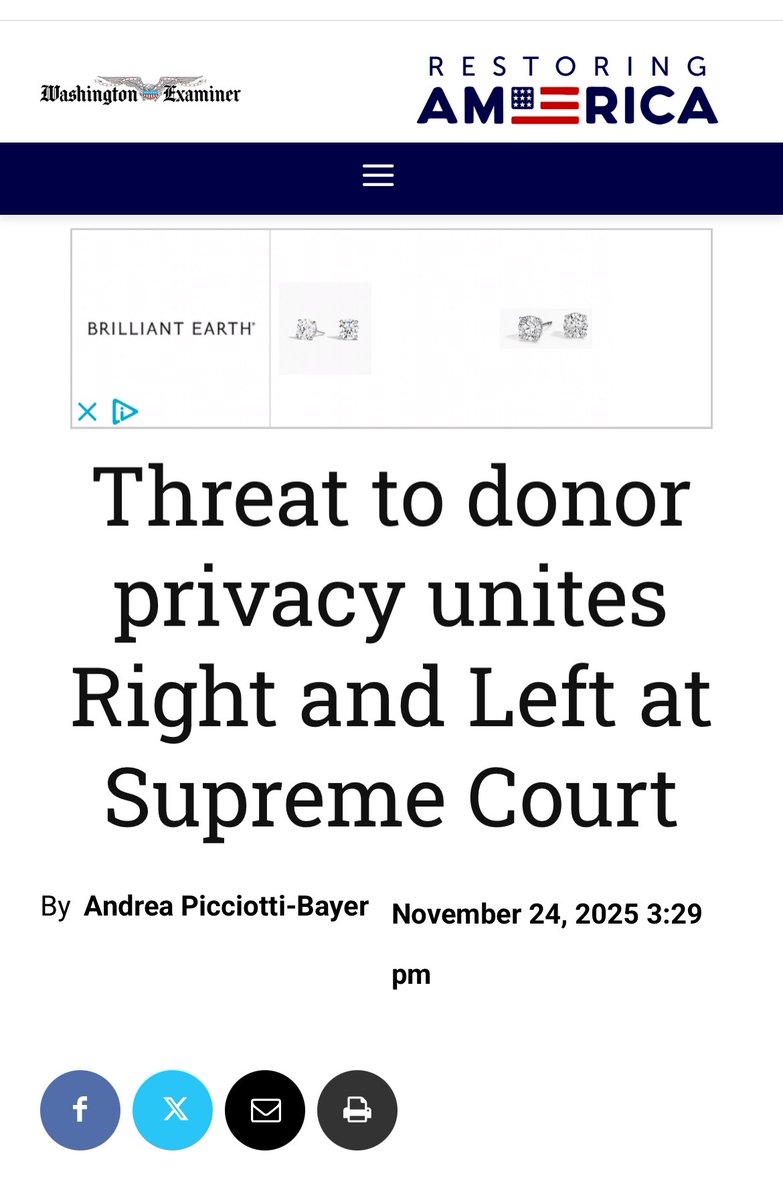 “This is about whether government can surveil Americans for supporting causes it doesn’t like — and whether religious freedom still means something in 2025.” My latest for <a href="/dcexaminer/">Washington Examiner</a> on First Choice Women’s Resource Centers v. Platkin 👇 washingtonexaminer.com/restoring-amer…