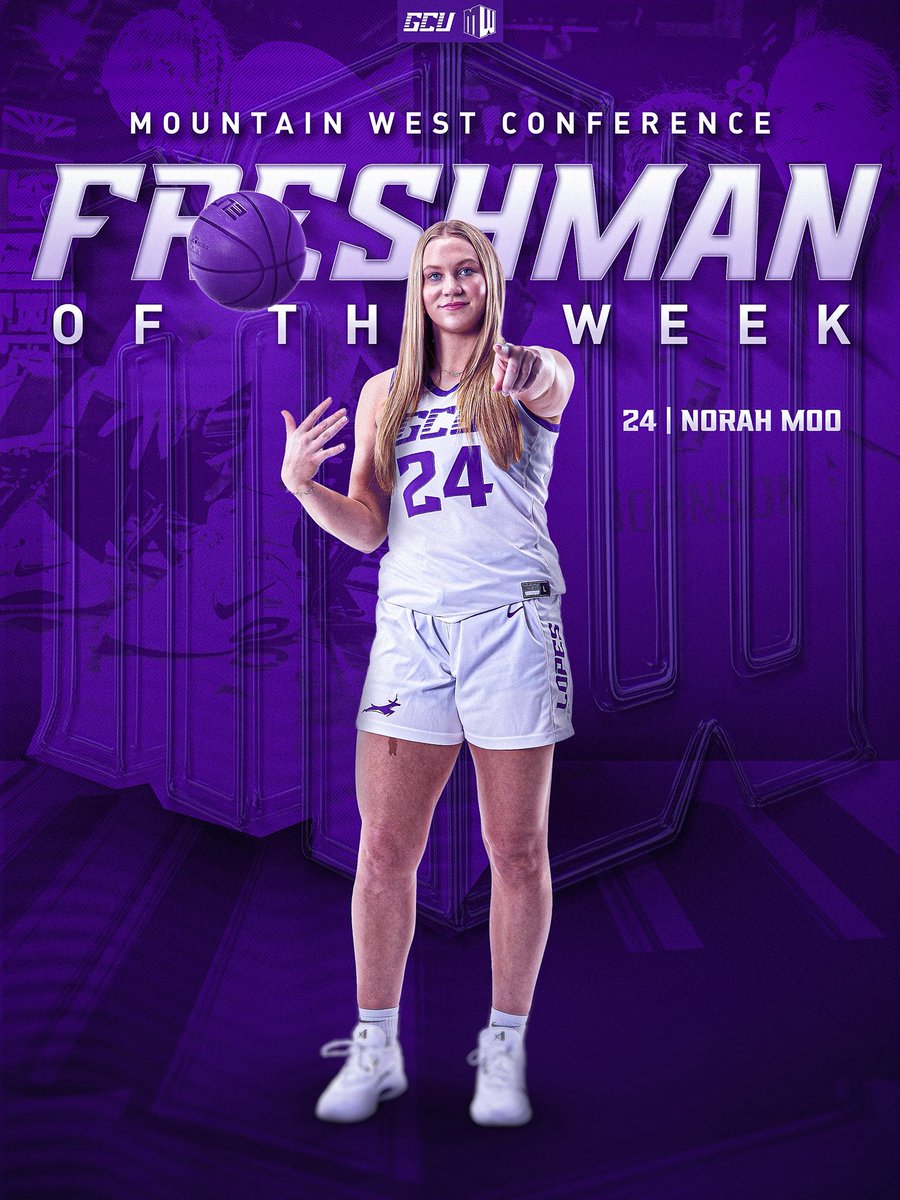 GCU_WBB's tweet image. The conference’s top freshman of the week! 🙌

Congrats, @norah_moo2025! 👏