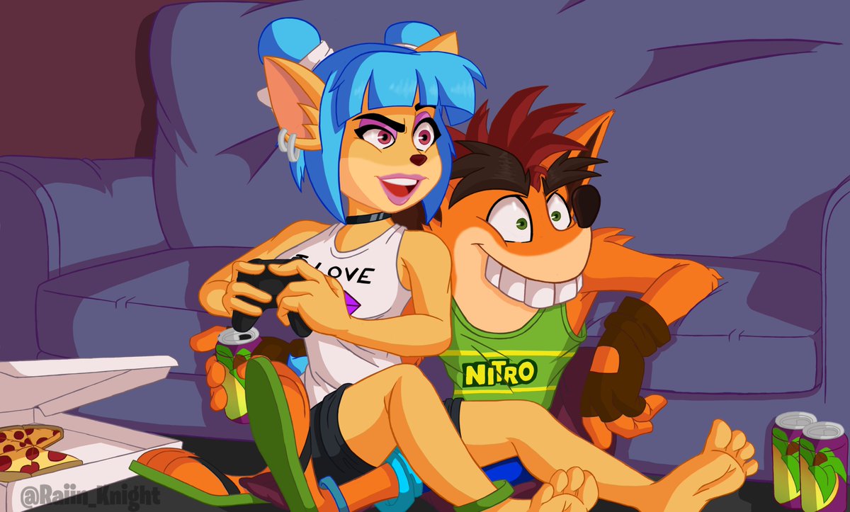 Because sometimes the best days just require staying home with that special person. 🍕🧡💖💙🎮

#MegumiBandicoot
#FakeCrash
#CrashBandicoot 
#CrashBandcicootFanart