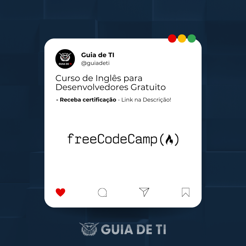 guiadeti's tweet image. Curso de Inglês para Desenvolvedores Gratuito da FreeCodeCamp

guiadeti.com.br/noticias/curso…

Curso gratuito de Inglês A2 para Desenvolvedores da FreeCodeCamp com foco em vocabulário técnico e comunicação profissional.