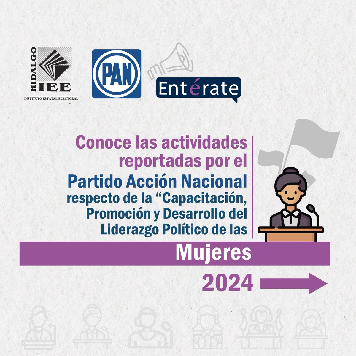 IEEHidalgo's tweet image. 🟣 #IEEHInforma | Cada Partido Político en Hidalgo debe destinar el 8% de su Financiamiento Público Ordinario a fin de mejorar las condiciones para que las mujeres ejerzan en plenitud sus derechos políticos-electorales.
Desde el #IEEH observamos el cumplimiento de las normativas…