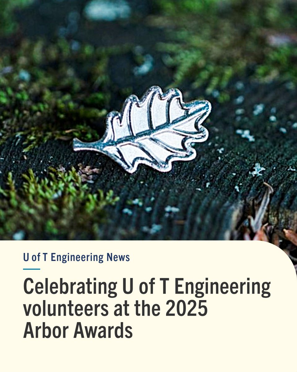 UofTEngineering's tweet image. 11 members of our #UofTEngineering community have been honoured with 2025 Arbor Awards for advancing #UofT governance, mentoring students, helping launch startups and much more.

Read the story: uofteng.ca/pwpdga