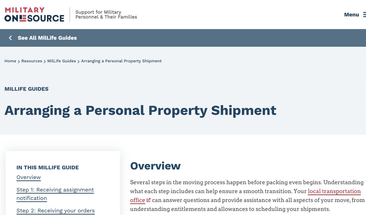 Moving soon? Preparation is the key to a smoother PCS.
Check out Military OneSource’s Preparing to Move Guide
militaryonesource.mil/resources/mill…
Need higher-level support?
📞 Call 833-MIL-MOVE (833-645-6683)
📧 Email PCScallCenter@mail.mil