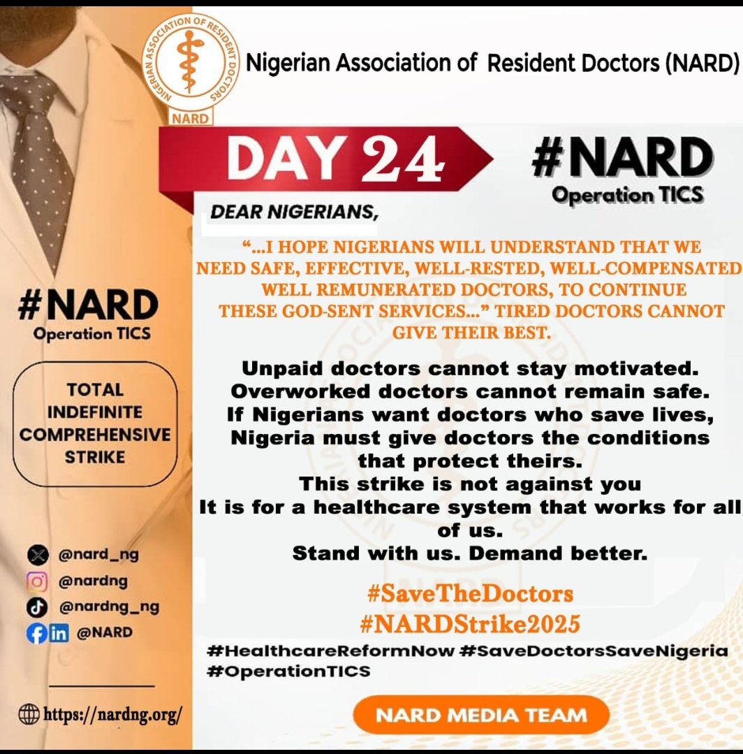 Princechi2020's tweet image. Why NARD is busy fighting for the welfare of resident doctors in Nigeria.... My own centre (RSUTH) is busy fighting how not to be in the bad book of the government that cares less.....sick......
We need deliverance in our centre @nard_nigeria