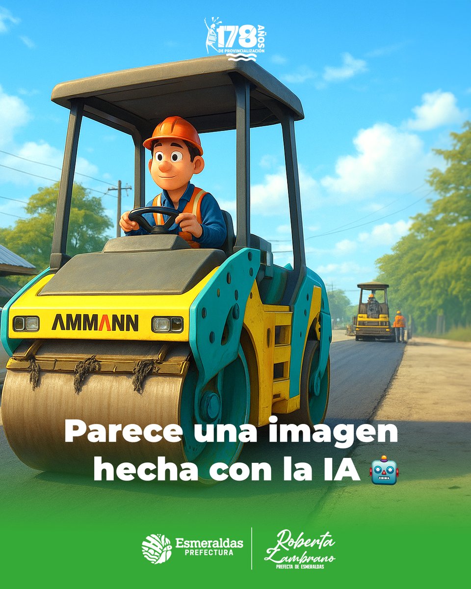 PrefecturaESM's tweet image. A veces la realidad supera a la imaginación… y también a la IA 😎

Así avanzan las obras en la #E20 Esmeraldas – Quinindé, donde seguimos recuperando la vía para mejorar la movilidad y la seguridad de miles de familias. 💚🚜

#178AñosDeProvincialización
#EsmeraldasEsProgreso