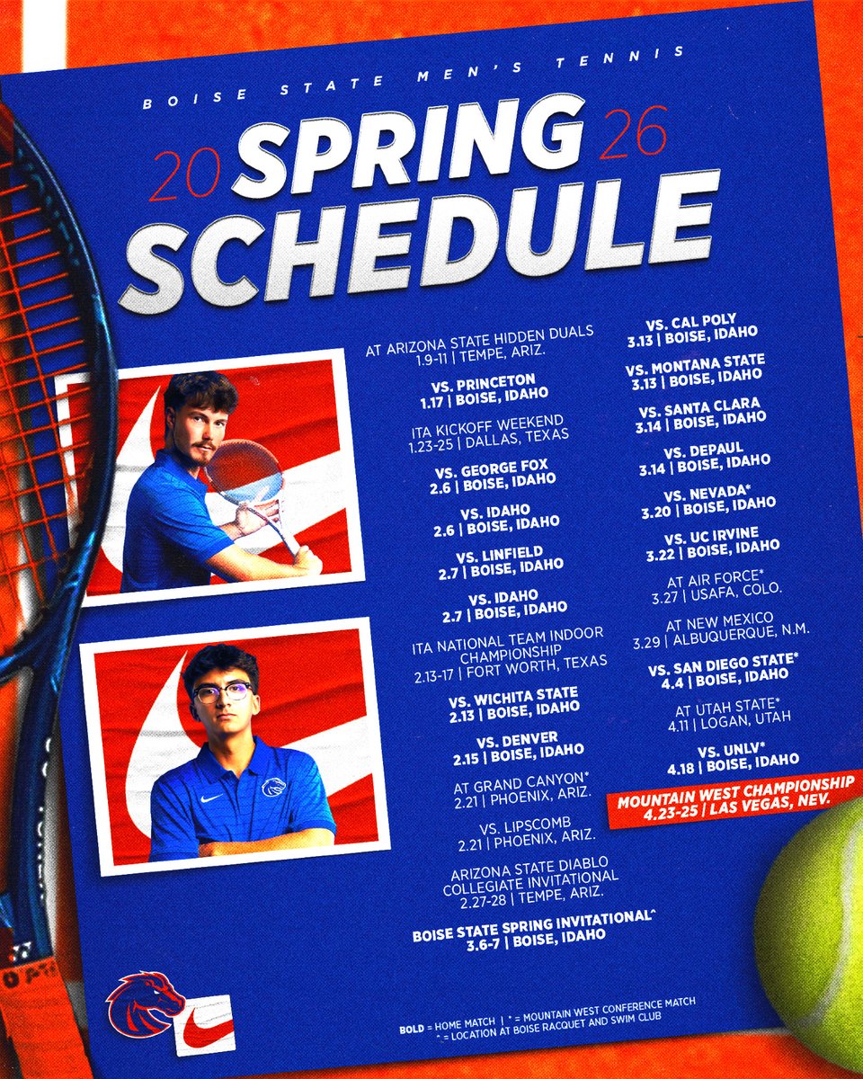 BroncoSportsMTN's tweet image. Ready for our spring season💪

Take a look at our official 2026 schedule!

#BleedBlue | #WhatsNext