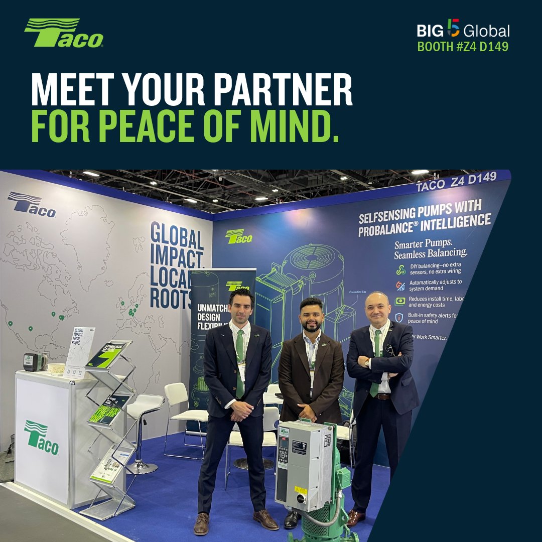 TacoComfort's tweet image. We’re heading to #Big5Global 2025 in Dubai!

Meet your partner for peace of mind at Booth #Z4 D149 and see the SKS Series SelfSensing Vertical Split-Coupled In-Line Pump in action.

#TacoSolutions #PartnerforPeaceofMind#HVACR #Hydronics #Big5Global #Dubai