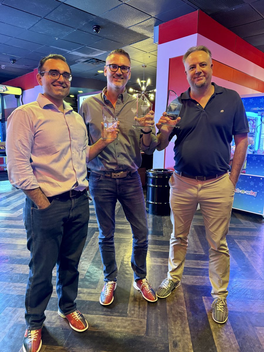 🎳 Strikes, smiles, and a little friendly rivalry — the First Annual Supply Chain Bowling Tournament is a wrap! 🏆 Congrats to Jeremiah Wheeler, Fredy Zanini, and Kevin Mostajeran for rolling their way to victory and finishing the final round strong.

#BoldlyFirst #WeAreValaris