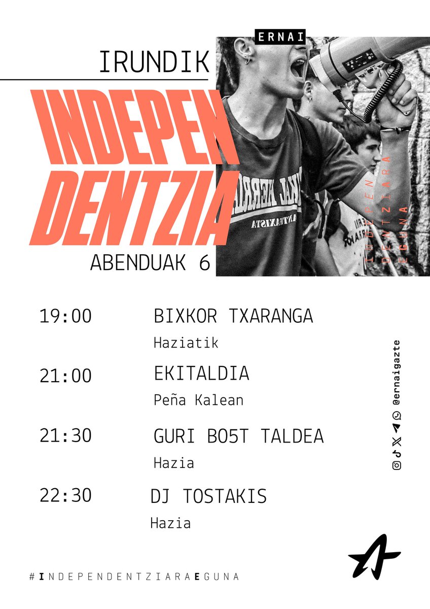 ErnaiIrun's tweet image. Abenduaren 6ean izango da Irungo gazte independentiston hitzordua💥

👇GORDE DATA!