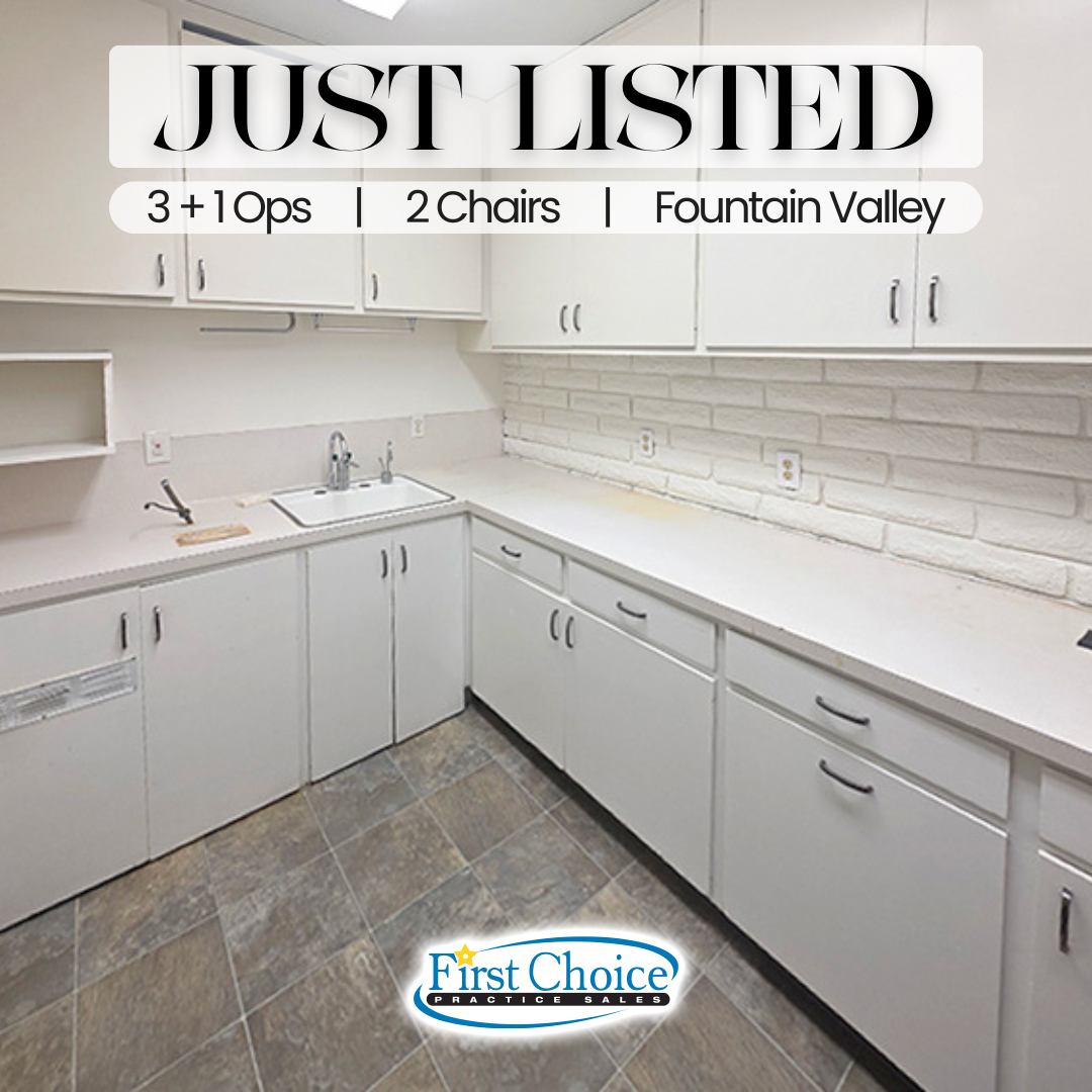 FirstChoicePS's tweet image. New Listing! 🦷 Fountain Valley Dental Leasehold

Listing # 25 - 575
Asking $175,000
3 + 1 Ops | 2 Chairs

🔹Clean, Bright Startup!
🔹Great Parking!
🔹Incredible $2,100 Rent!

Seller wanted to open a satelite office near home but could not manage 2 offices. Practice looks great…