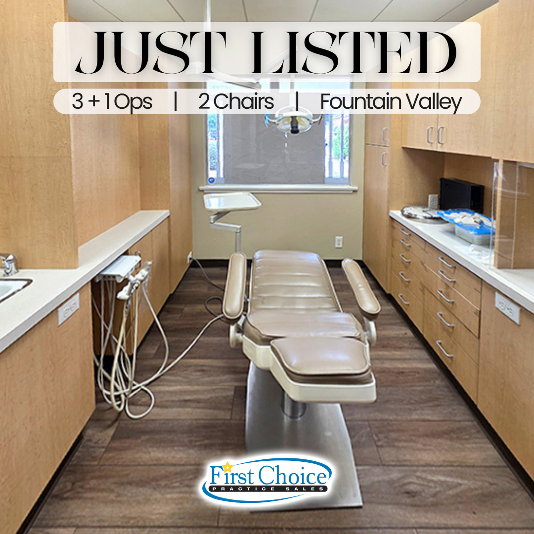 FirstChoicePS's tweet image. New Listing! 🦷 Fountain Valley Dental Leasehold

Listing # 25 - 575
Asking $175,000
3 + 1 Ops | 2 Chairs

🔹Clean, Bright Startup!
🔹Great Parking!
🔹Incredible $2,100 Rent!

Seller wanted to open a satelite office near home but could not manage 2 offices. Practice looks great…