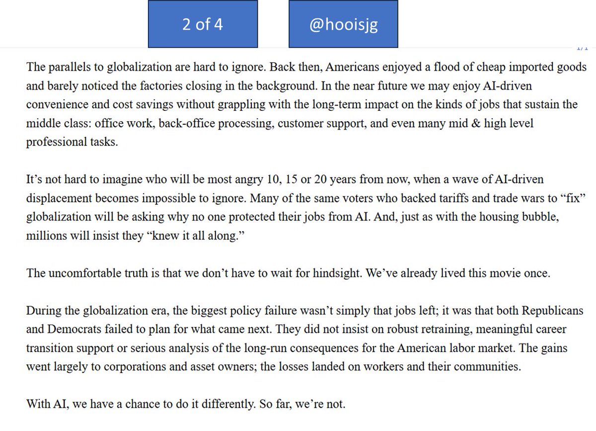 HOOISJG's tweet image. The real #AI question that should be on everyone&apos;s mind is: Is AI 1.0 equivalent to #Globalization 2.0. I don&apos;t know why policymakers are not asking questions now. I suspect it&apos;s b/c of solving big problems before they are a crisis isn&apos;t sexy.