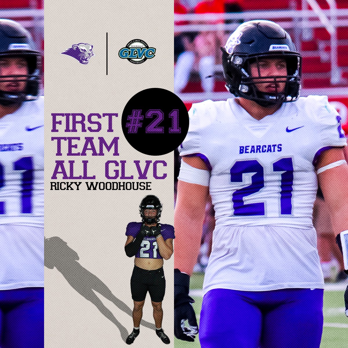 sbubearcats's tweet image. 🚨1ST-TEAM ALL-GLVC🚨

Caleb Saner, Ricky Woodhouse, and Kamau Ransom all earn their first GLVC 1st-team honor!! It's a great day to be a Bearcat!
@sbubearcats_fb #RollCats #sbu