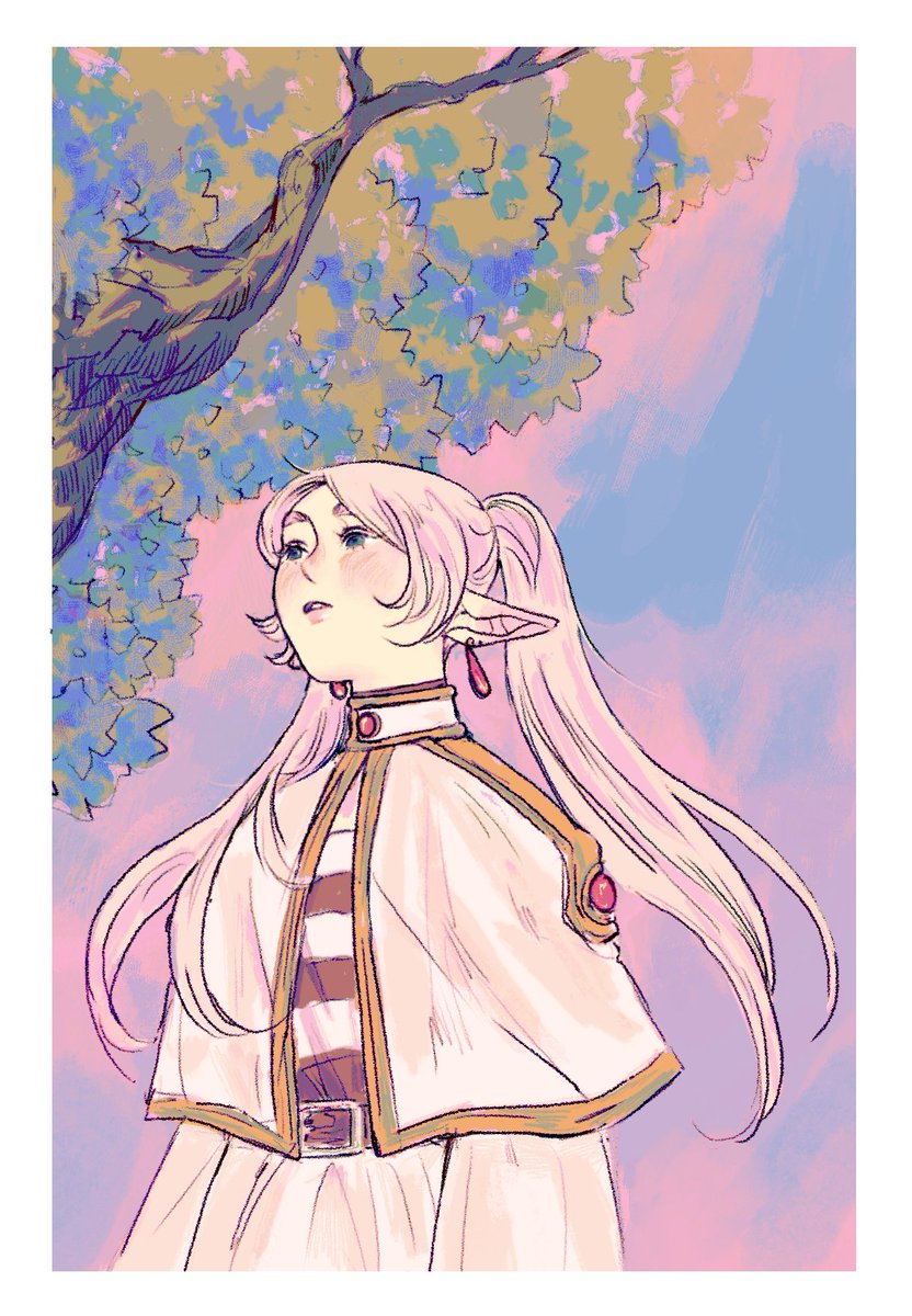 stickymaelk's tweet image. Wanted to try the frieren &quot;looking up&quot; challenge ☺️