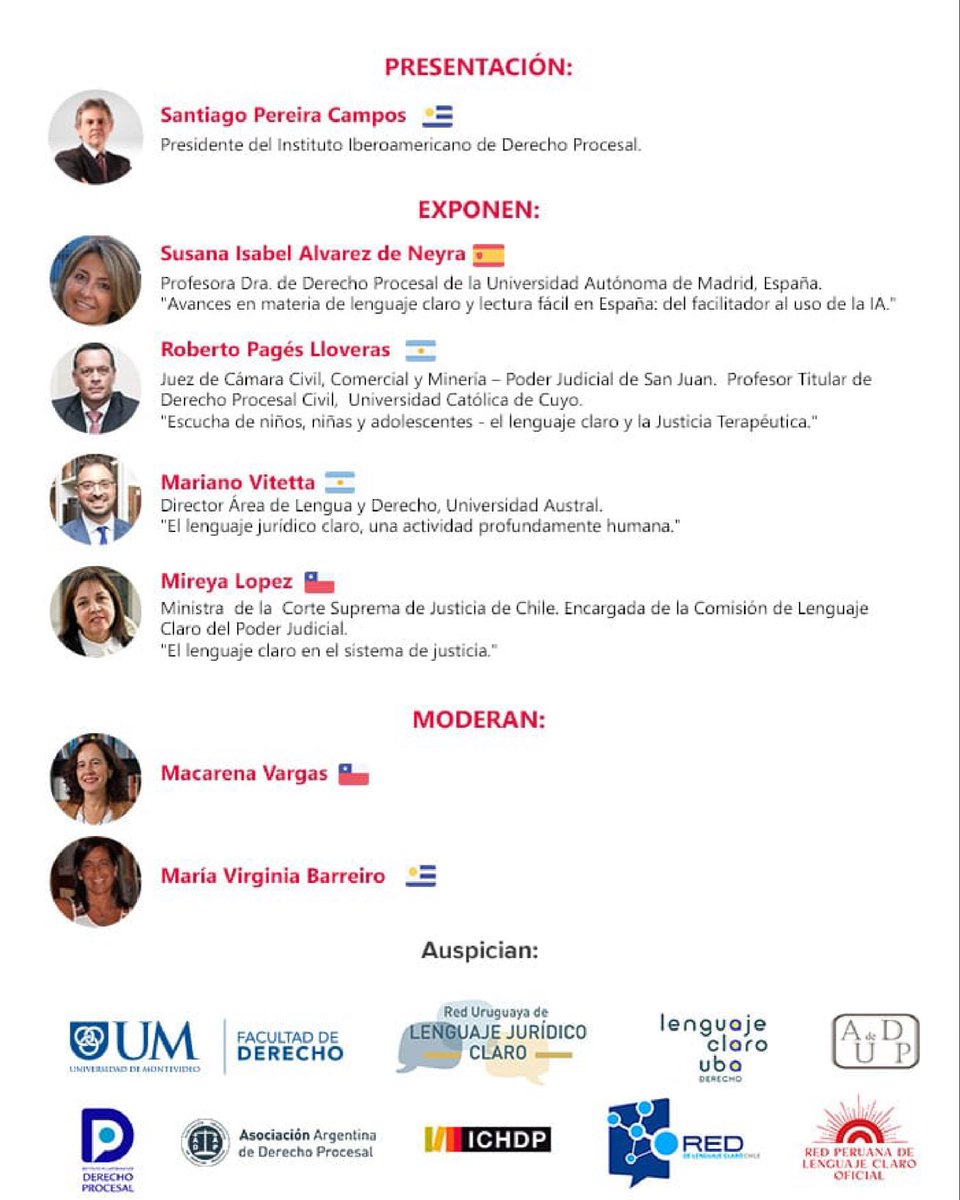 El 2 de diciembre se realizará el evento internacional “Legal Tech y Lenguaje Claro: transformando la comunicación jurídica”, organizado por @umontevideo y el IIDP.

👩‍🏫 Con especialistas de España, Uruguay, Argentina y Chile
🔗 Inscripciones: universidaddemontevideo.tfaforms.net/35?tfa_8=701Ua…

#Derecho #IA
