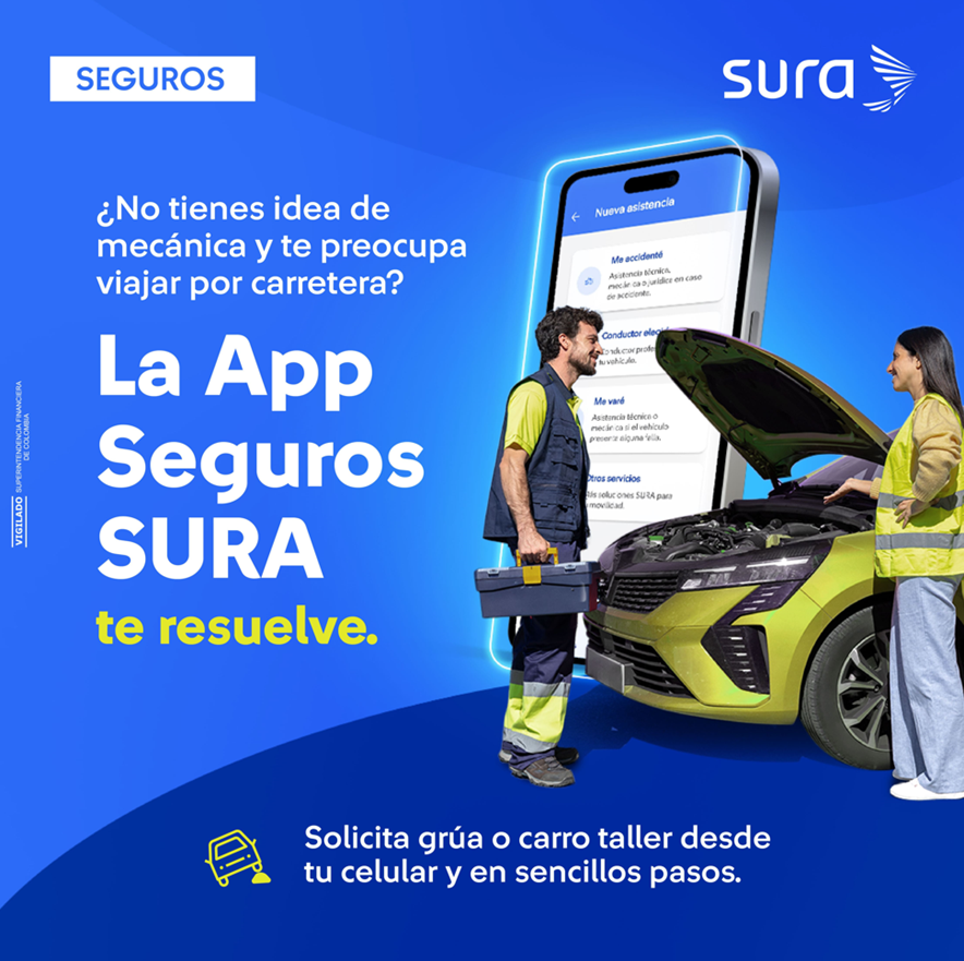 morozcoduque's tweet photo. Ahora pedir ayuda es más fácil que nunca. 🙌💙
Desde la APP Seguros SURA ya puedes solicitar una grúa o un carro taller en pocos pasos, sin llamadas y sin complicaciones. 📲✨ https://t.co/WN7JgQfZnI
