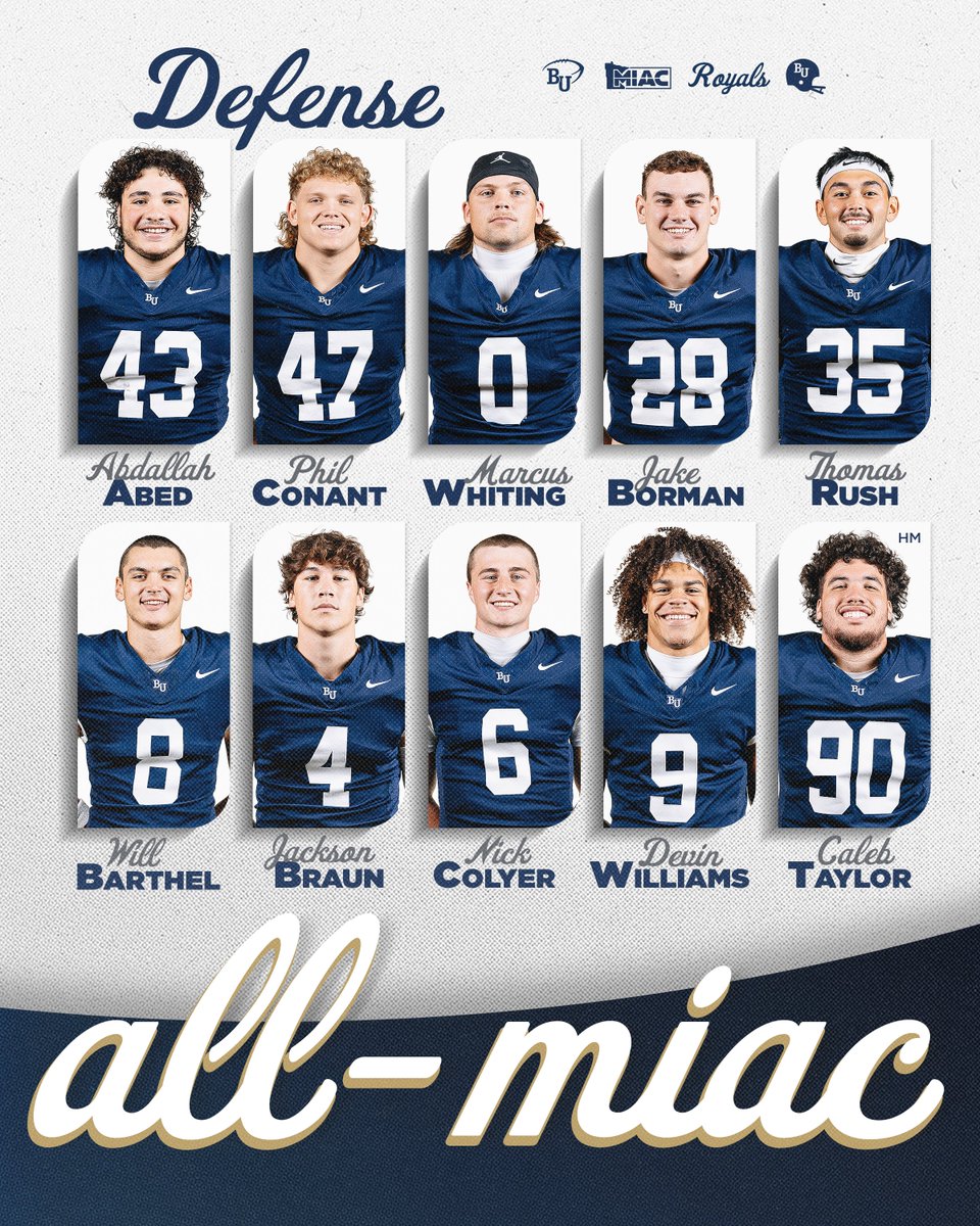 BethelRoyalsFB's tweet image. 21 Royals were named ALL-MIAC by the league today!