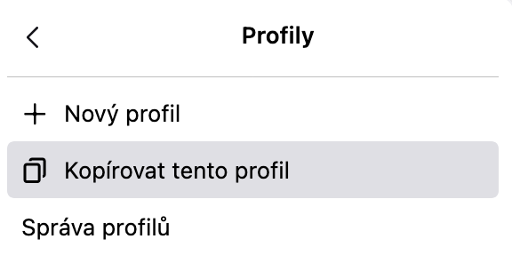 Ve vývojové verzi Firefoxu můžete nově ve správě profilů zkopírovat (zduplikovat) aktuální uživatelský profil.