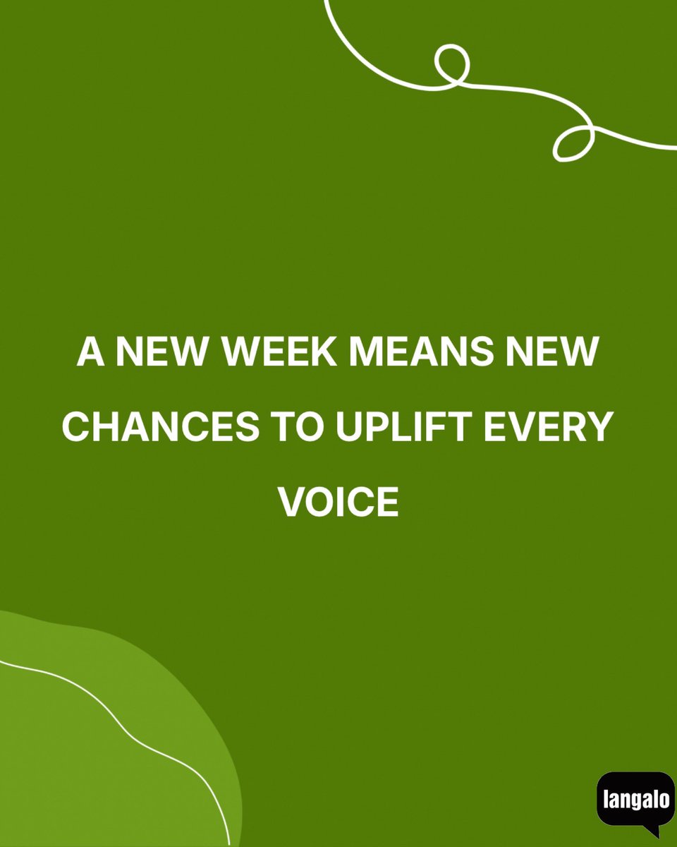 langaloinc's tweet image. A new week means new chances to uplift every voice.

Here’s to a week of empowering communication, one conversation at a time. 

#MondayMotivation #LanguageAccess #CommunicationWithoutBarriers #EmpowerEveryVoice