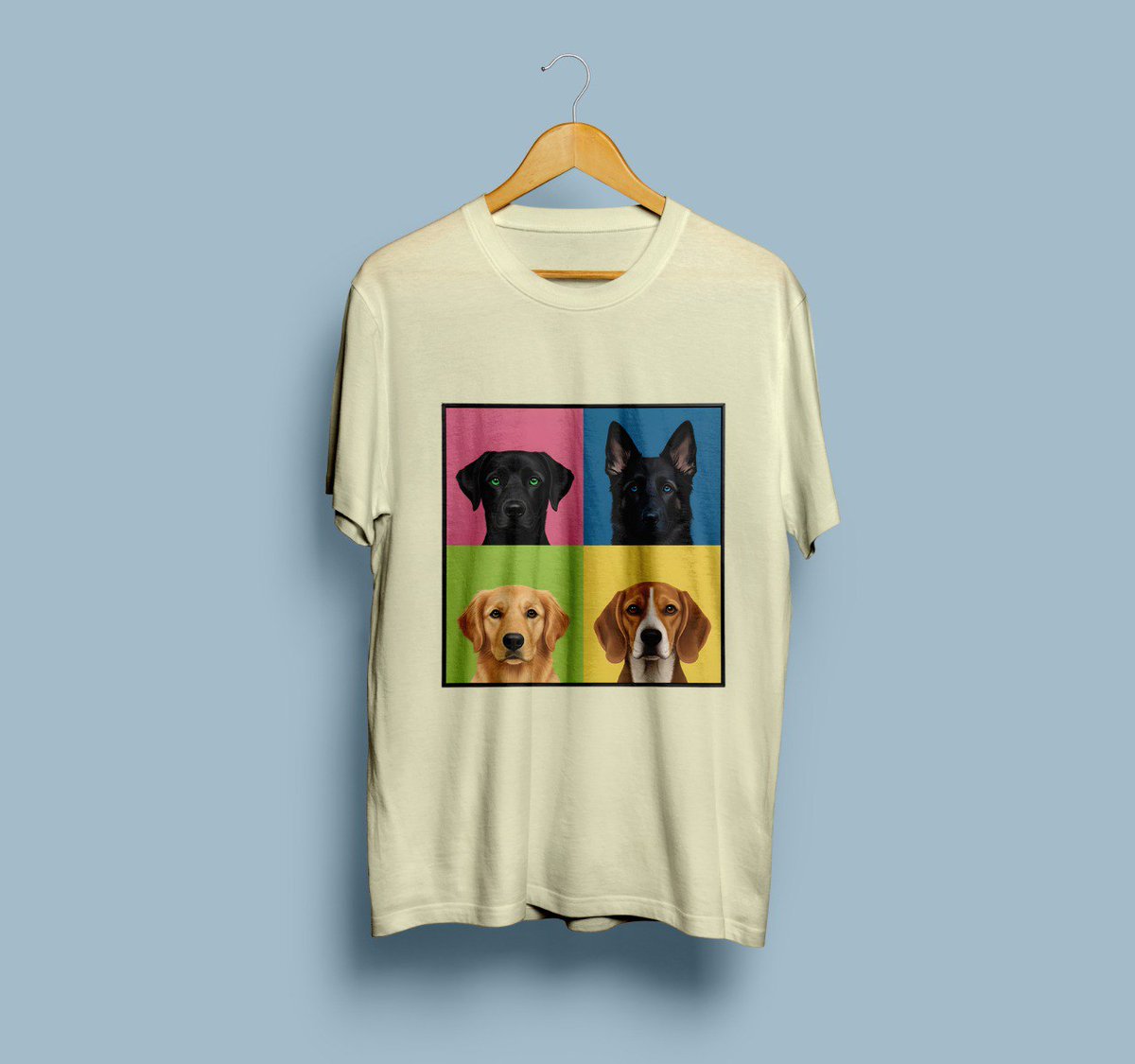colortastic's tweet photo. Pop-Art  Black Dog Quartet T-Shirt https://t.co/24Lzkhscjw