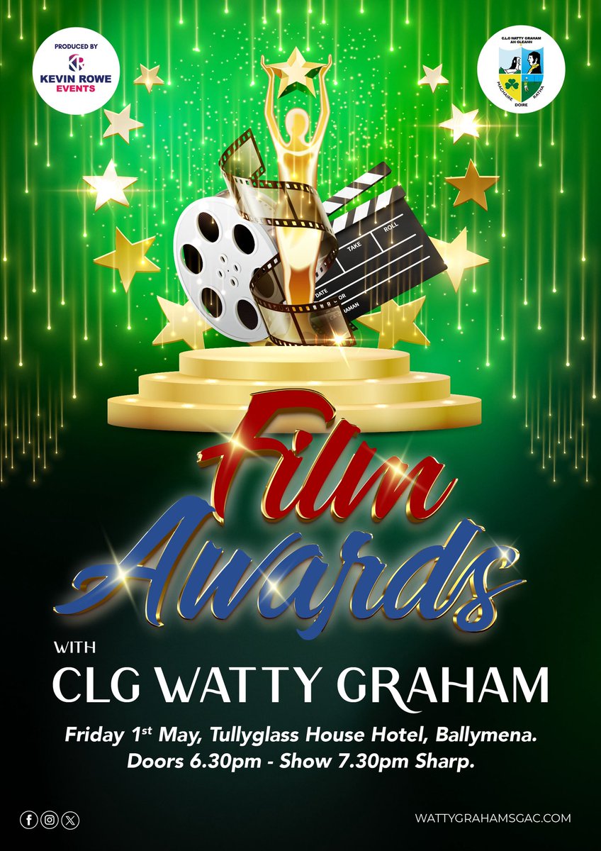 WattyGrahamsGAA's tweet photo. Exciting news with confirmation of our major fundraising venture in 2026 - ‘Wattywood Film Awards’. Save the date for 01-May-2026! https://t.co/FNvLRbQVv6
