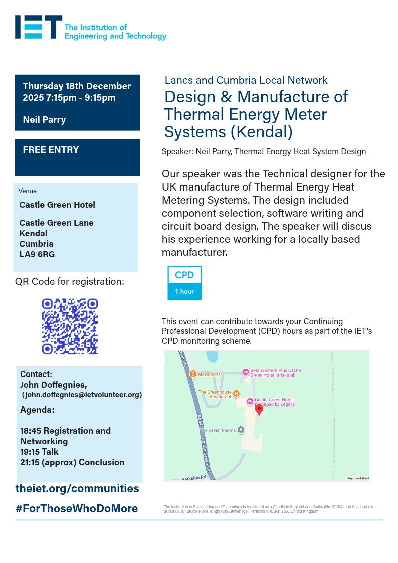 Our final two events of the year:
Thursday 4th December: Stars localevents.theiet.org/register.php?e…
Thursday 18th December: Design &amp; Manufacture of Thermal Energy Meter Systems
localevents.theiet.org/register.php?e…