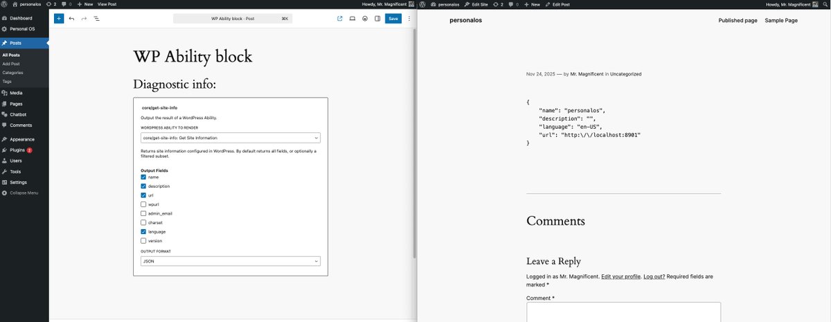 BRB, just recreating shortcodes with WP-Abilities :D