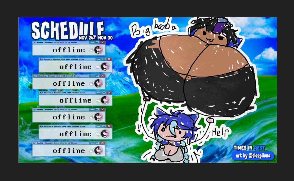 flutterbeaVT's tweet image. was tyna make a new schedule template, but im terrible at graphic design and think readability is terrible, might come back to it another day.

(times and stuff are obv placeholder, will post real schedule soon)