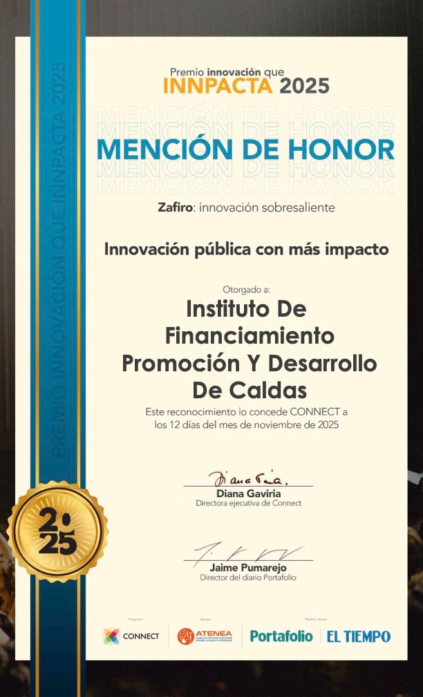 GoberCaldas's tweet image. Entre 536 proponentes, @INFICALDAS fue reconocida en los Premios Innpacta 2025: recibió mención de honor gracias a su Política de Reciprocidad. 
--&amp;gt; escaldas.com/inficaldas-fue…