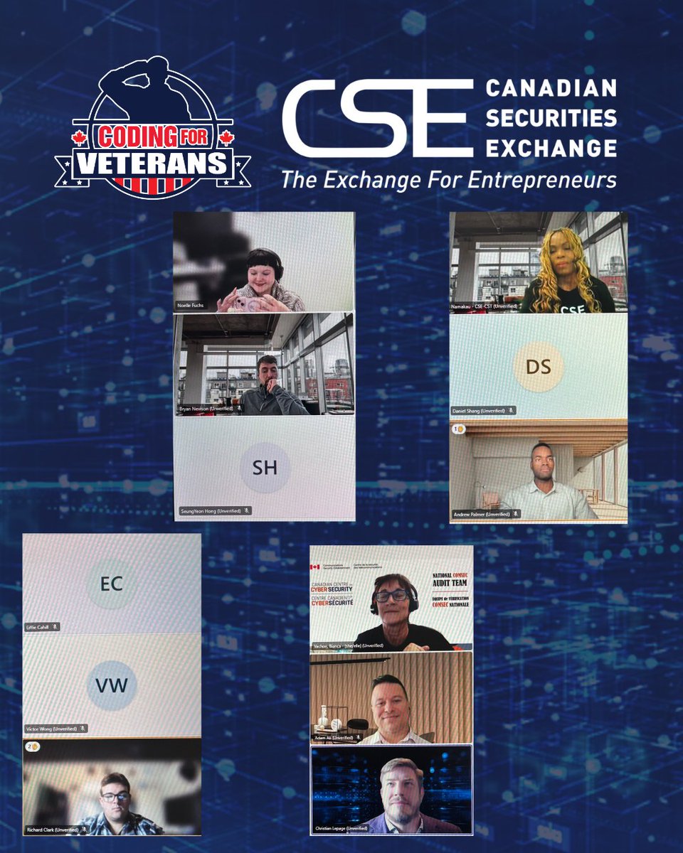 Coding4Veterans's tweet image. Throwback to our Virtual Job Fair. An incredible kickoff featuring industry leaders PwC, IBM, CSE, Commissionaires, and Accenture connecting directly with our students. A huge thank you to our partners for supporting our mission.