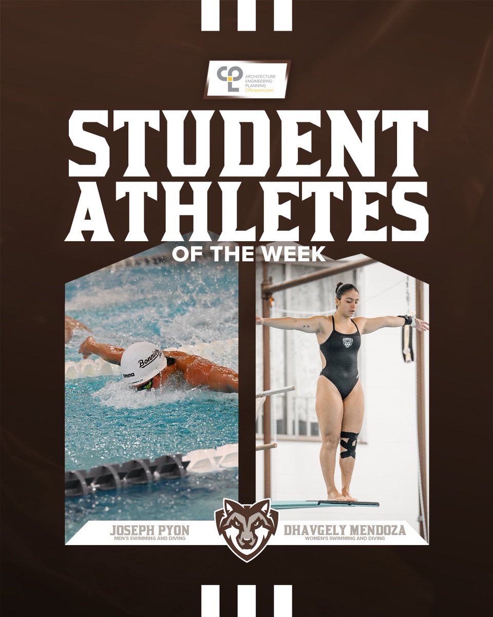GoBonnies's tweet image. Congrats to our Student-Athletes of the Week presented by CPL👏

🌊  @BonniesSwimDive junior Joseph Pyon set a new Magnus Cup record with a time of 21.40 in the 50-fly

🌊 BonniesSwimDive sophomore Dhav Mendoza placed 1st on the 3-meter board &amp;amp; 2nd on the 1-meter board 

#Unfurl