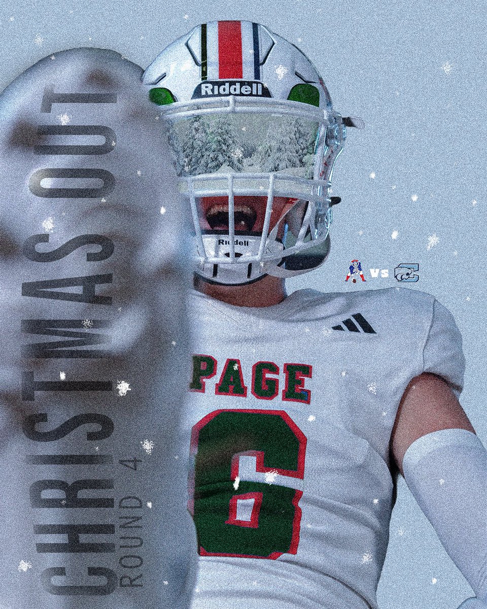 We host Centennial in the Semis in Rudderville on Friday! <a href="/pagefootball/">Page Patriots Football</a> #PHTID

🎅🎄: Christmas Out
Graphic: Hunter Lee (Sports Marketing)