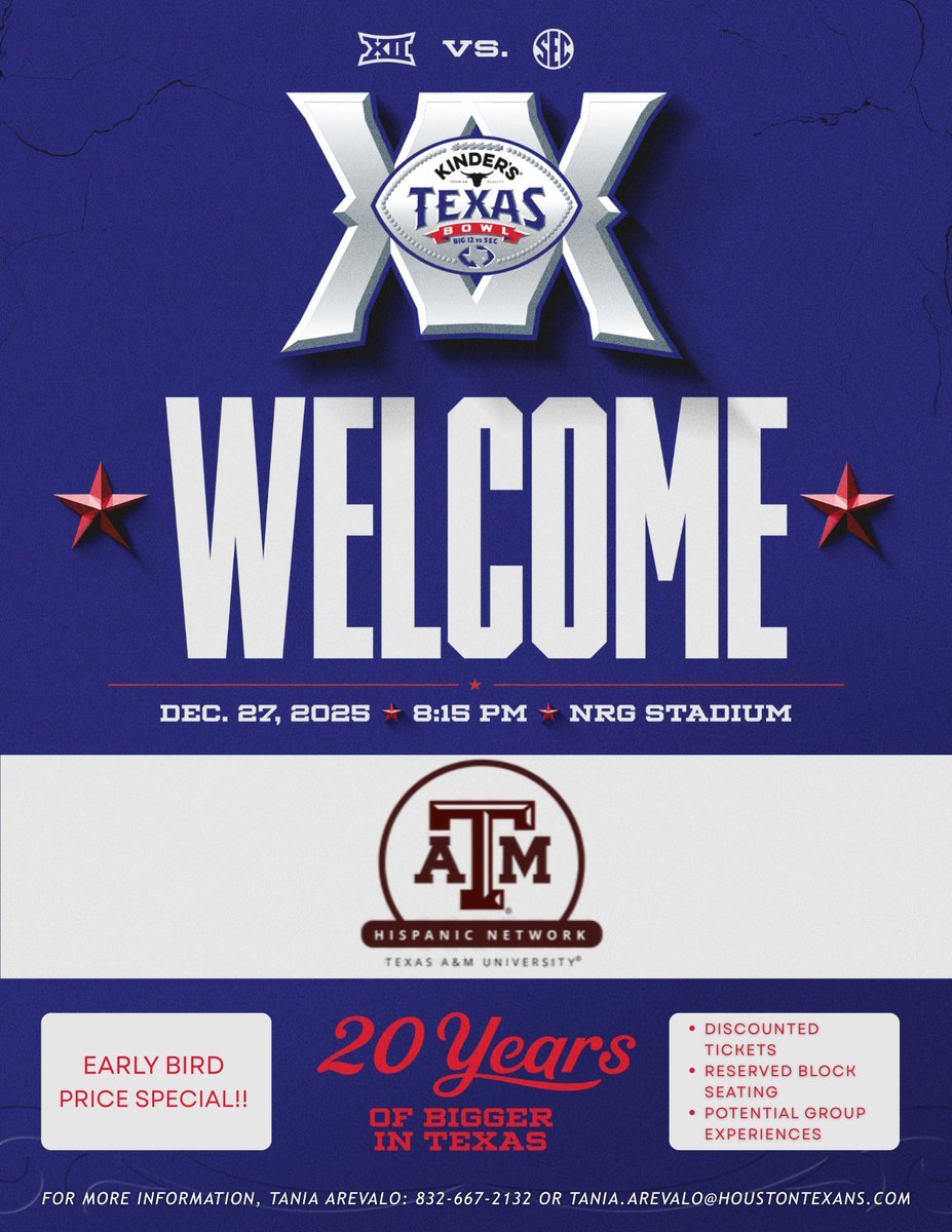 Support current and future Aggies and enjoy a college bowl game!
#fundraiser 
#tamhn