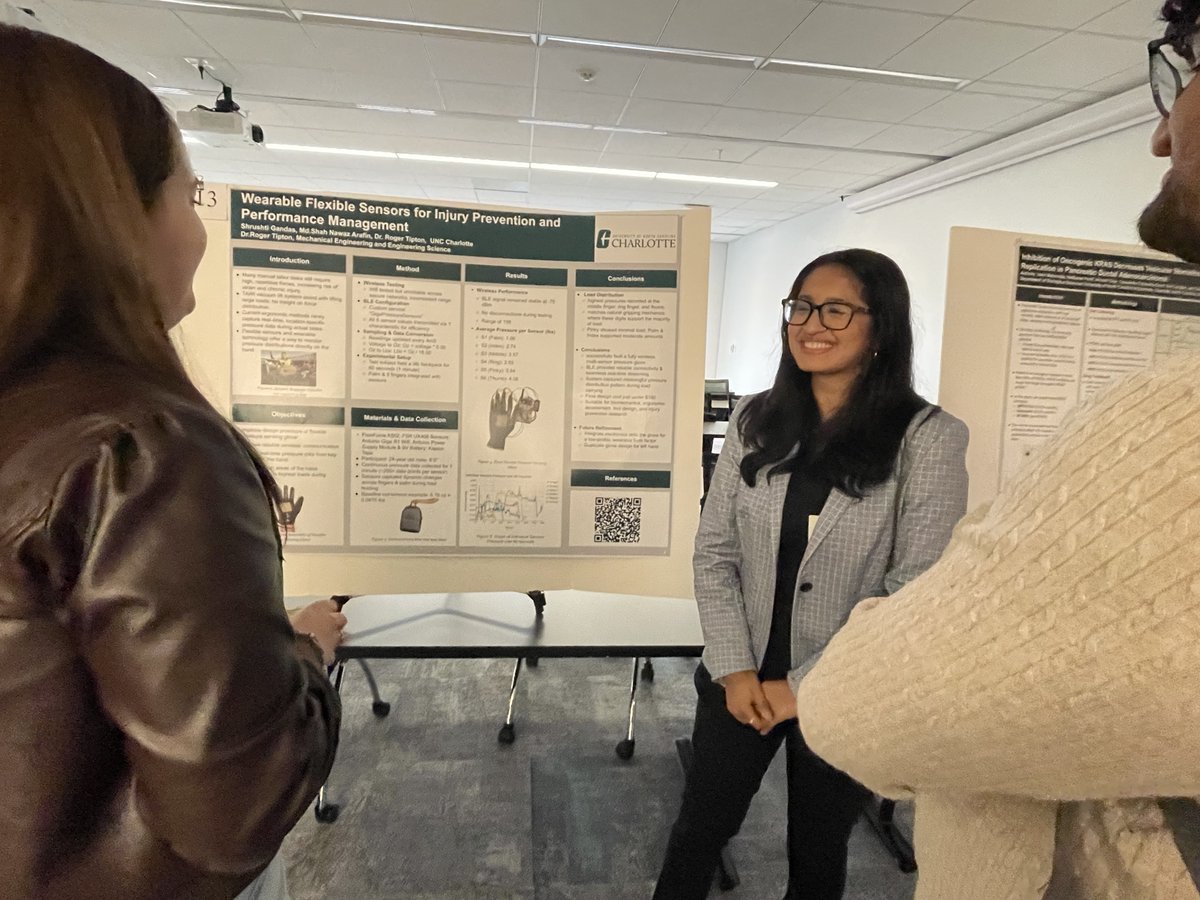 PerformanceMat6's tweet photo. Huge congratulations to Shrushti Gandas for presenting her incredible research at the UNC Charlotte Undergraduate Research Symposium! The work being done by our students is truly impactful. #UNCCharlotte #49erResearch #UndergraduateResearch #ResearchSymposium #StudentSuccess https://t.co/mG5bDk7QqD