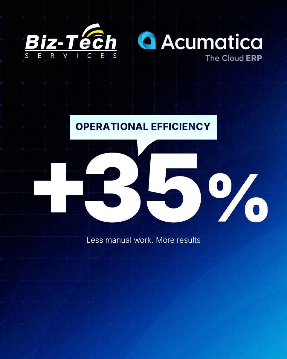 biz_tech85837's tweet image. And here’s the bigger picture: +35% operational efficiency overall.

When systems finally work together, growth isn’t forced — it happens naturally.
Biz-Tech + Acumatica ERP.

#DigitalTransformation #SmartERP #B2BTech #AcumaticaPartner