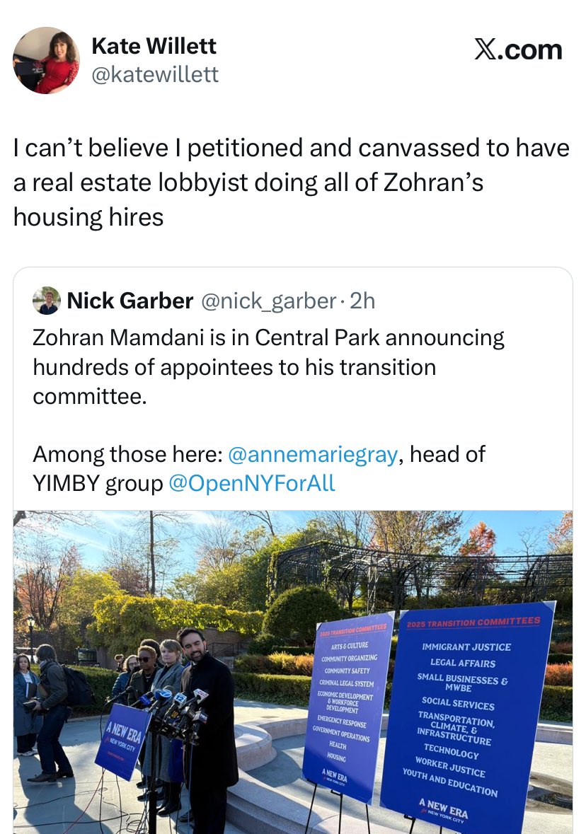 GaryWinslett's tweet image. Seeing one of Twitter’s most interpersonally unpleasant NIMBYs upset about Mamdani’s housing team is pure gold!