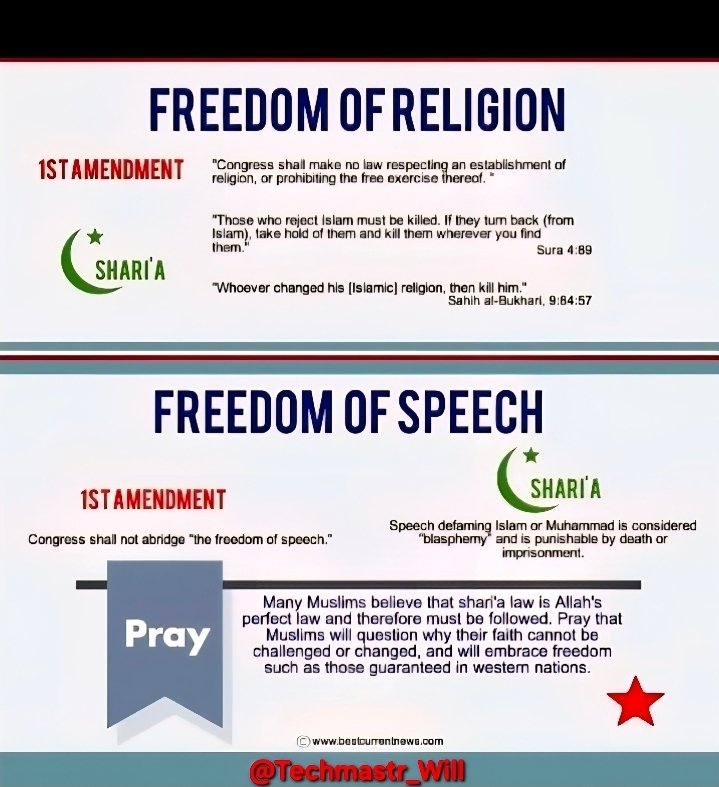 techmastr_will's tweet image. Muslims and Sharia Law Violate the US Constitution. 
Assimilate to American Culture or Leave.