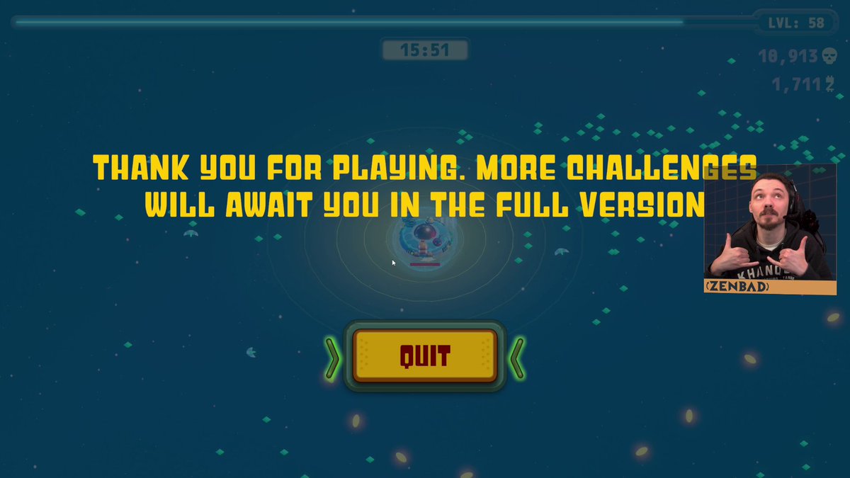 ZenbadTV's tweet image. I checked out the @cosmicrungame demo on stream recently, fun game! It took a bit to work out a build, but I was able to afk near the end.