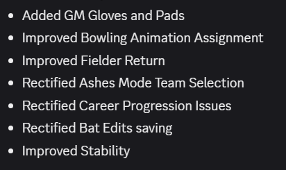 Cricket23game's tweet image. #Cricket26 #Patch #notes 
📢 Patch Notes 📋
—
Hit❤
RT ♻
✅Follow &amp;amp; Join :
📍Discord : discord.gg/9FekxH3WYu