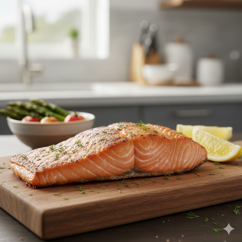 BrainFoodHQ's tweet photo. Omega-3 Rich Fish. Fatty fish (salmon, sardines) provide EPA and DHA, essential for cellular membrane fluidity.

This is key for brain health, mood stabilization, and keeping your blood pressure low. Aim for 2-3 servings per week. https://t.co/PLmb3cbxGW