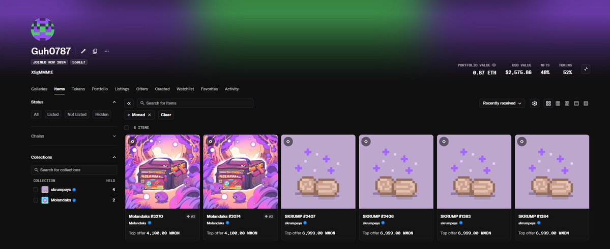 guto_hidalgo's tweet image. If your NFT on @monad file isn&apos;t showing up in @MEonMonad, try checking @opensea... they&apos;re already integrated with Monad!

Today I minted @skrumpeys, @molandaks_xyz and @moyaking_xyz 💜