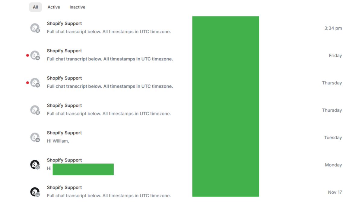 KitBeardstone's tweet photo. There doesn't seem to be a resolution forward with @Shopify ... I've been fairly happy with them till now.  This is unfortunately where I am at.  Repeated contacts over a week with them saying "the team will get back to me" https://t.co/hQ7KdPhfmO
