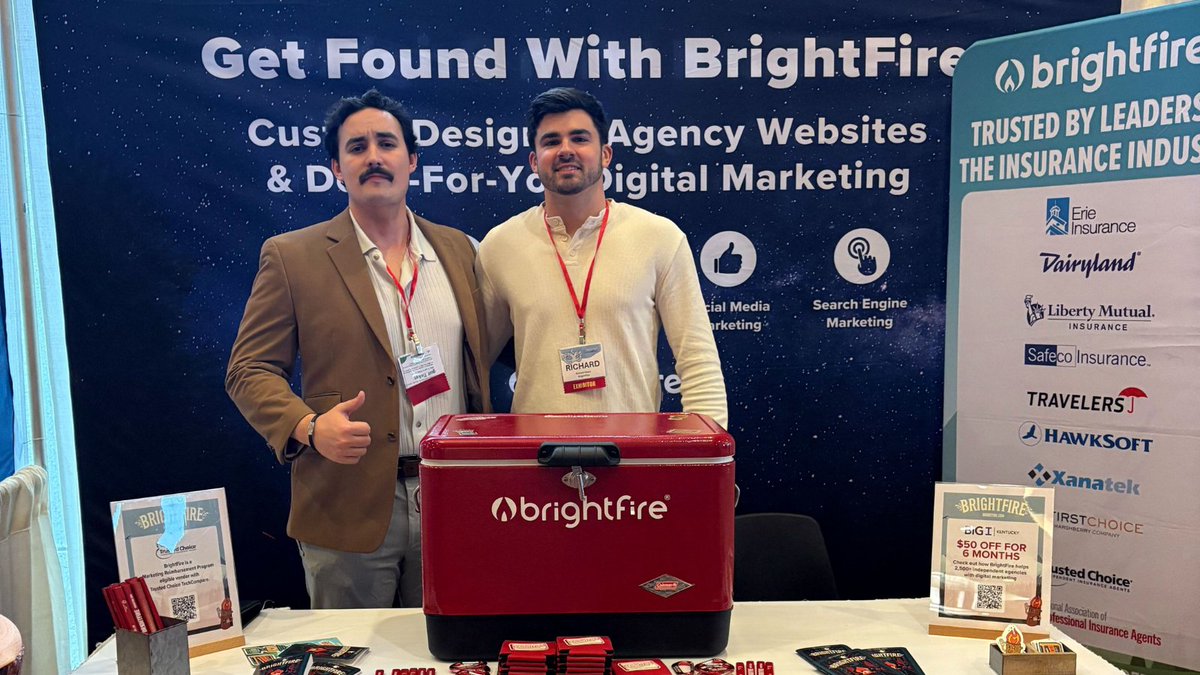 Thank you to the agents who stopped by the #BrightFire booth at the 2025 #BigIKentucky Annual Convention &amp; Trade Show. If you didn't get a chance to chat with Eric or Richard, you can schedule a quick call at hubs.li/Q03VGVvk0!