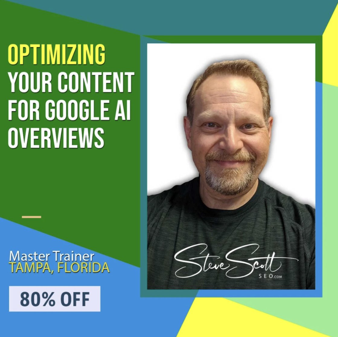SteveScottSEO's tweet image. 🦃✨ Thanksgiving = gratitude… and great deals.

🔥 Black Friday/Cyber Monday: Get the AI Overviews Optimization Course for $19.97!

Learn to optimize content for Google’s AI Overviews + boost visibility + stay ahead.
👉 SteveScottSEO.com

#blackfriday #seo #AIoverview