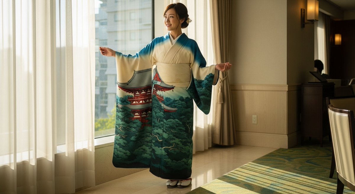 ApwzDFWdvs75800's tweet image. 朝の光にすべてが浄化されるような感覚。鮮やかな緑の着物が、今日を優しく始めてくれる。この空気感好きな人、きっと仲良くなれる。共感したらRTしてね。こういう“静かに刺さる瞬間”を発信してるので、ぜひフォローして繋がろう。