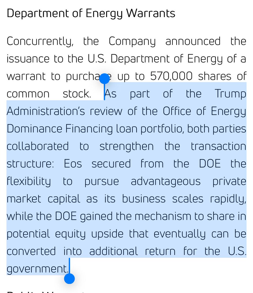 GrassmanWilliam's tweet image. $EOSE

This wording stood out to me “TRUMP admin review ”👇 

“As part of the Trump Administration’s review of the Office of Energy Dominance Financing loan portfolio, both parties collaborated to strengthen the transaction structure”
