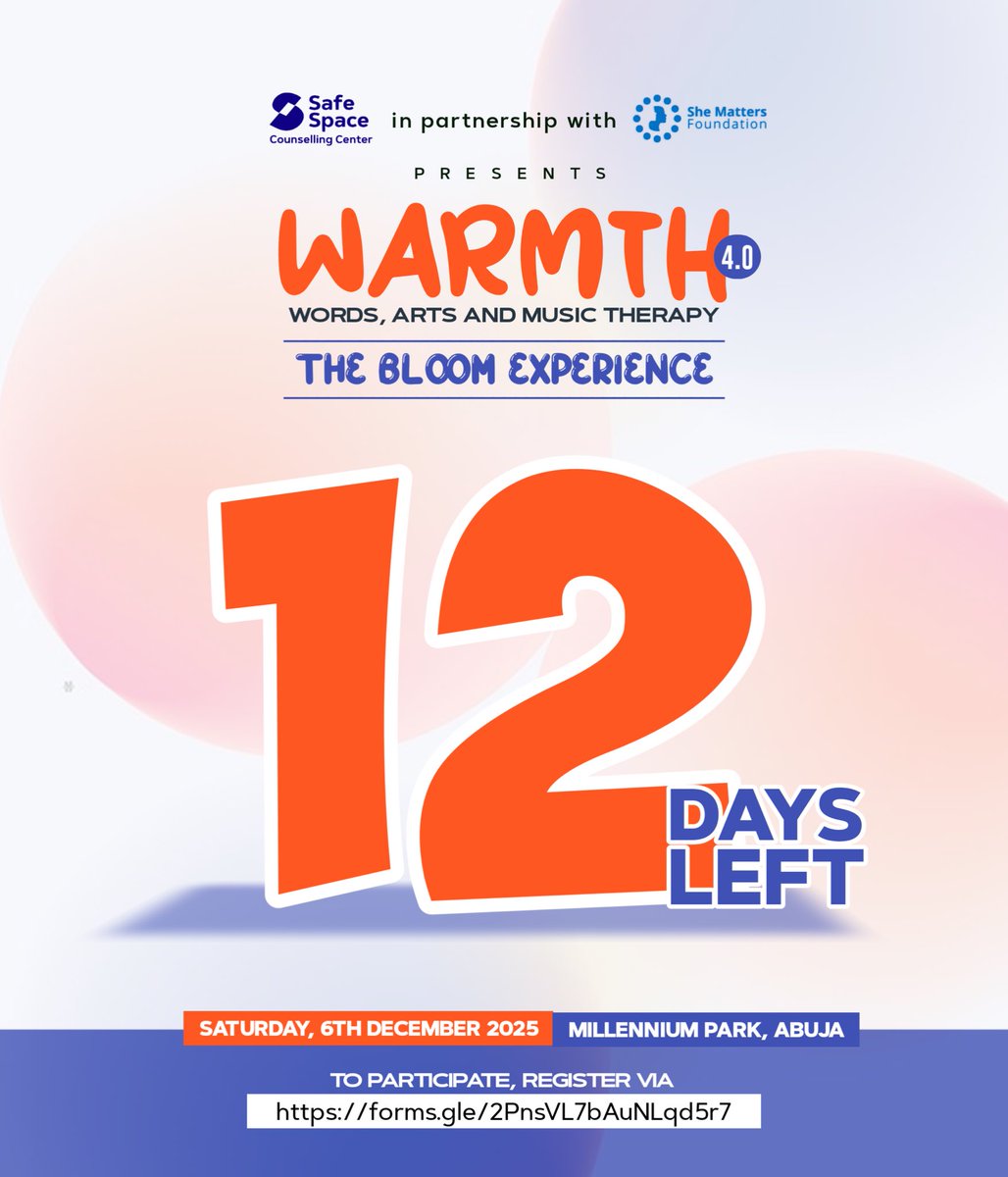 12 days to WARMTH 4.0
The Bloom experience… Have you registered yet???
#WARMTH4.0 #mentalhealthsupport #dec6th