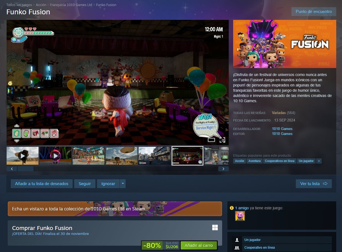 games878787's tweet image. Hasta el 30 de Noviembre estará de descuento Funko Fusion
Funko Fusion -80% de 33,99€ a 6,79€
store.steampowered.com/app/1843310/Fu…